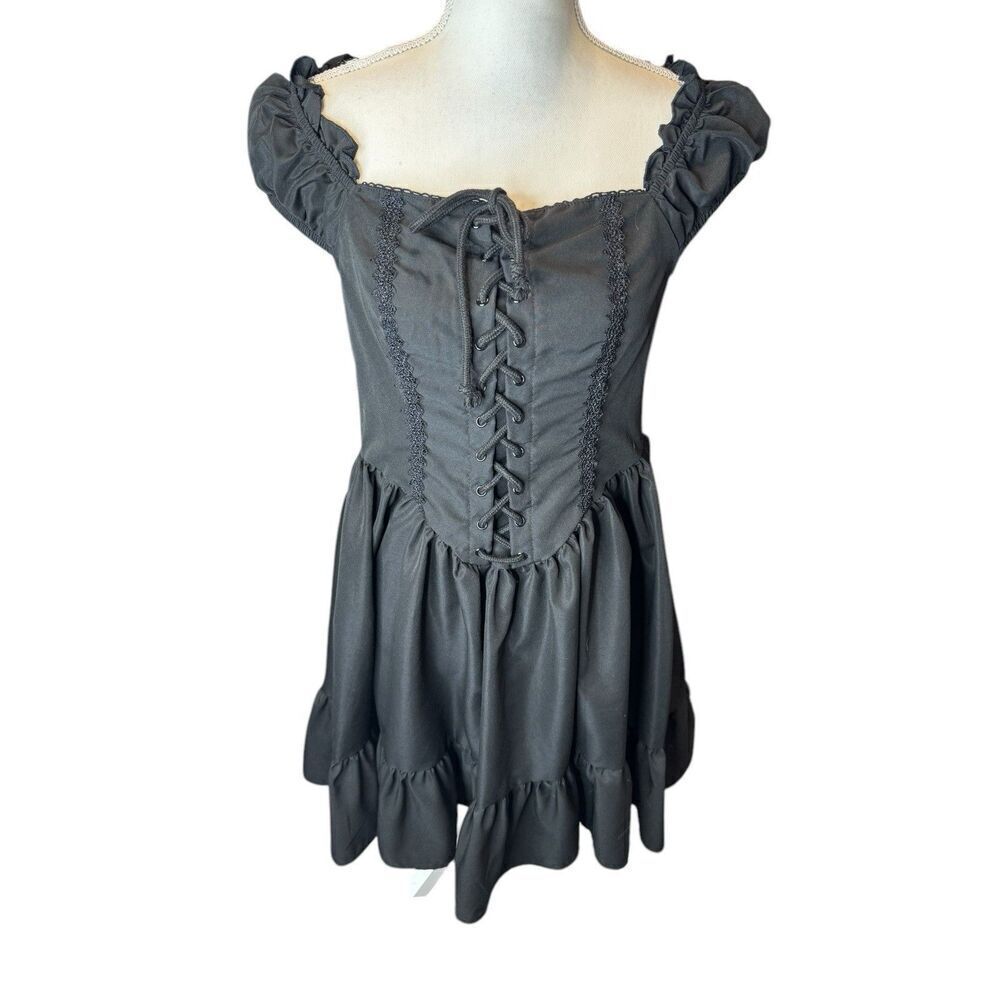 Little Black Dress Festival Core Dress No Tag Milk Maid Tie Y2K Witchy Goth